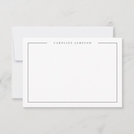 Modern Simple Floral Name Flat Note Card ノートカード (正面)
