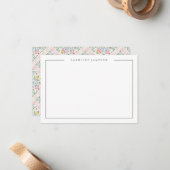 Modern Simple Floral Name Flat Note Card ノートカード (正面/裏面インサイチュ)