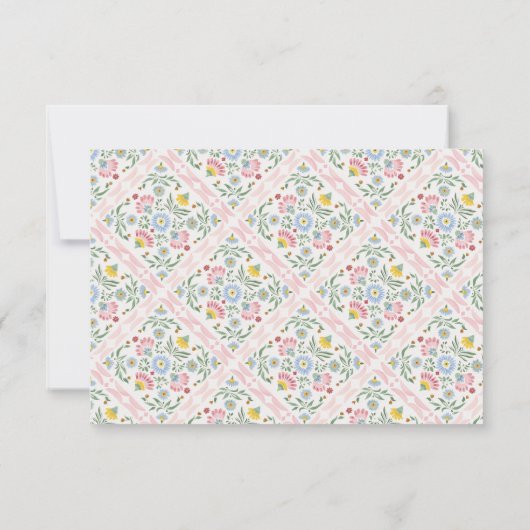 Modern Simple Floral Name Flat Note Card ノートカード (裏面)