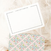 Modern Simple Floral Name Flat Note Card ノートカード