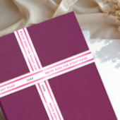 Modern Simple Girly White Pink Stripe Typography サテンリボン