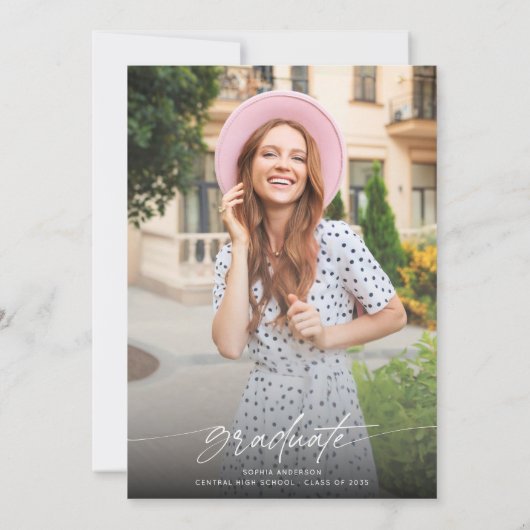 Modern Simple Grad Party Calligraphy Script Photo 招待状 (裏面)