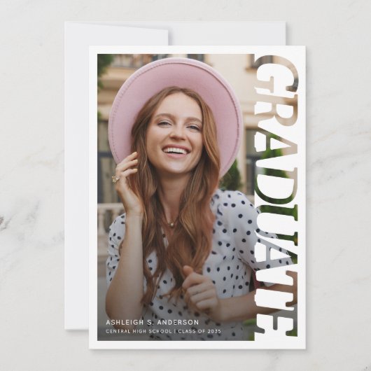 Modern Simple Graduate 2 Photo Graduation 案内状 (正面)