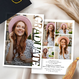 Modern Simple Graduate 4 Photo Collage Graduation  案内状