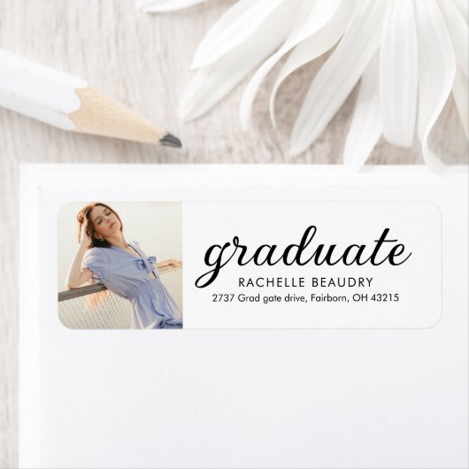 Modern Simple Graduation Photo Address Label ラベル (インサイチュ)