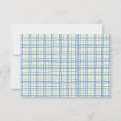 Modern Simple Green Blue Plaid Flat Note Card ノートカード (裏面)