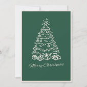 Modern Simple Green Hand Drawn Christmas Tree シーズンカード (正面)
