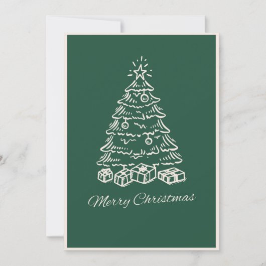 Modern Simple Green Hand Drawn Christmas Tree シーズンカード (正面)