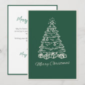 Modern Simple Green Hand Drawn Christmas Tree シーズンカード (正面/裏面)