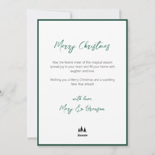 Modern Simple Green Hand Drawn Christmas Tree シーズンカード (裏面)