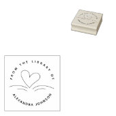 Modern Simple Hand-drawn Book & Heart Library ラバースタンプ (押印)