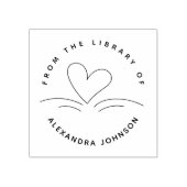 Modern Simple Hand-drawn Book & Heart Library ラバースタンプ (インプリント)