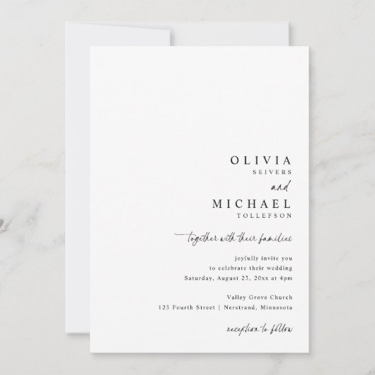 Modern Simple Handwriting All in One Wedding 招待状 (正面)