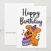 Modern Simple Happy Birthday Cute Dog ノートカード (正面/裏面)