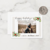 Modern Simple Happy Holidays Family Photo Card ノートカード (正面/裏面インサイチュ)