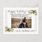 Modern Simple Happy Holidays Family Photo Card ポストカード (正面)