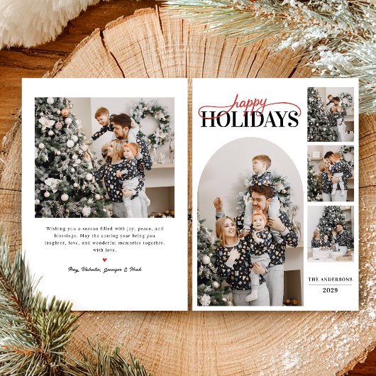 Modern Simple Happy Holidays Photo Calligraphy シーズンカード