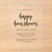 Modern Simple Happy Hour Couple Bridal Shower アクリル招待状 (正面)