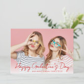 Modern Simple Hearts Happy Gelantine's Day Photo シーズンカード (スタンド正面)