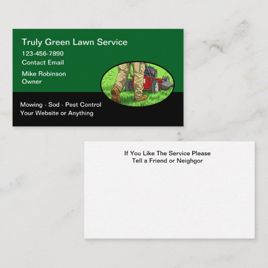 Modern Simple Lawn Service Business Cards 名刺 (正面/裏面)