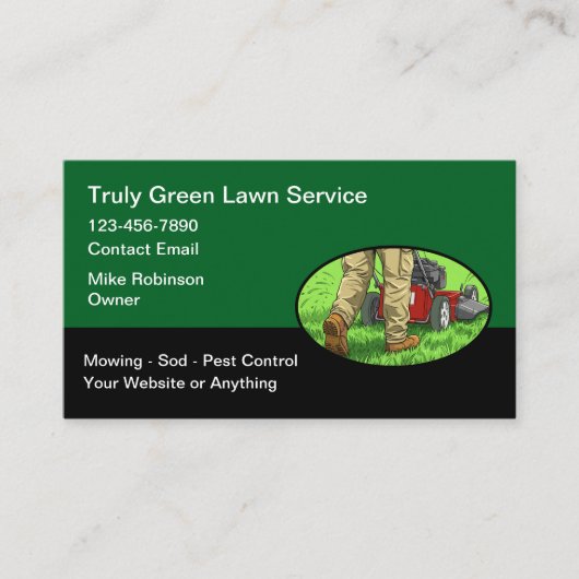 Modern Simple Lawn Service Business Cards 名刺 (正面)