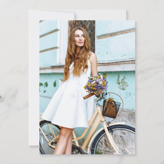 Modern Simple Let's Party Script Birthday Photo 招待状 (裏面)