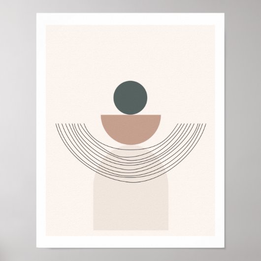 Modern Simple Line Art in Earth Tones ポスター (正面)