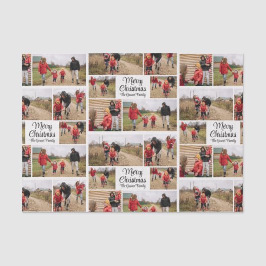 Modern Simple Merry Christmas Family Collage 薄葉紙 (正面)