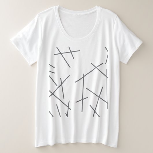 Modern, simple, messy graphic line pattern プラスサイズTシャツ (デザイン正面)