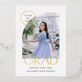 Modern Simple Minimal Curved Arch Graduation Card 箔招待状 (正面)