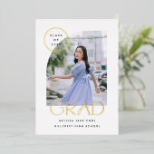 Modern Simple Minimal Curved Arch Graduation Card 箔招待状 (立ち正面)