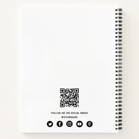 Modern Simple Minimal Photo QR Code Social Media ノートブック (裏面)