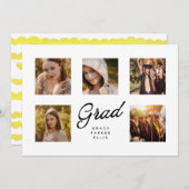 Modern Simple Minimalist 5Photo Collage Graduation 案内状 (正面/裏面)