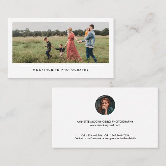 Modern Simple Minimalist Family Photography 名刺 (正面/裏面)