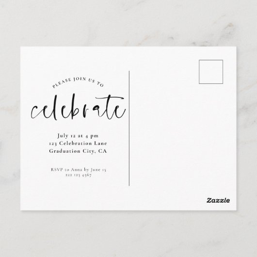Modern Simple Minimalist Graduation Invitation ポストカード (裏面)