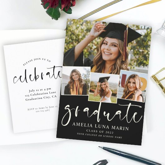 Modern Simple Minimalist Graduation Invitation ポストカード