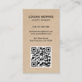Modern Simple Minimalist QR Code Rustic 名刺 (正面)