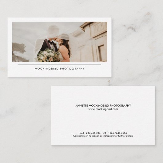 Modern Simple Minimalist Wedding Photography 名刺 (正面/裏面)