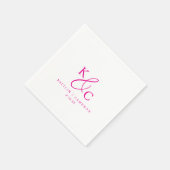 Modern Simple Monogram Magenta Pink Wedding スタンダードカクテルナプキン (角)