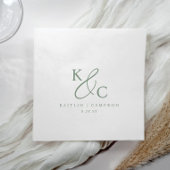 Modern Simple Monogram Sage Green Wedding スタンダードカクテルナプキン
