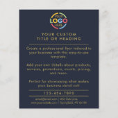 Modern Simple Navy Blue Business Logo Promotional チラシ (裏面)