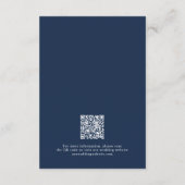 Modern Simple Navy Blue & Silver Wedding QR Code エンクロージャーカード (裏面)