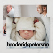 Modern Simple Newborn Photo Baby Birth 案内状 (正面/裏面)