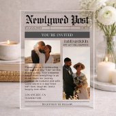 Modern Simple Newspaper Wedding アクリル招待状