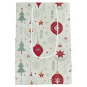 Modern Simple Ornaments and Snowflakes Christmas ミディアムペーパーバッグ (裏面)