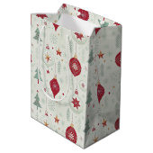 Modern Simple Ornaments and Snowflakes Christmas ミディアムペーパーバッグ (裏面アングル)
