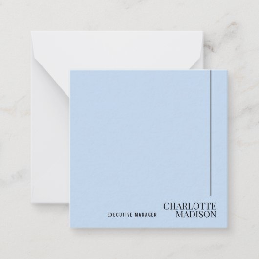 Modern Simple Pale Blue Plain Minimalist Own Name ノートカード (正面)