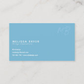 Modern Simple Patel Blue Monogrammed 名刺 (裏面)