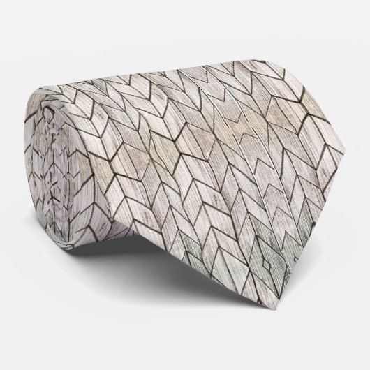 Modern Simple Pattern Wood Chevron Grey ネクタイ (ロール)