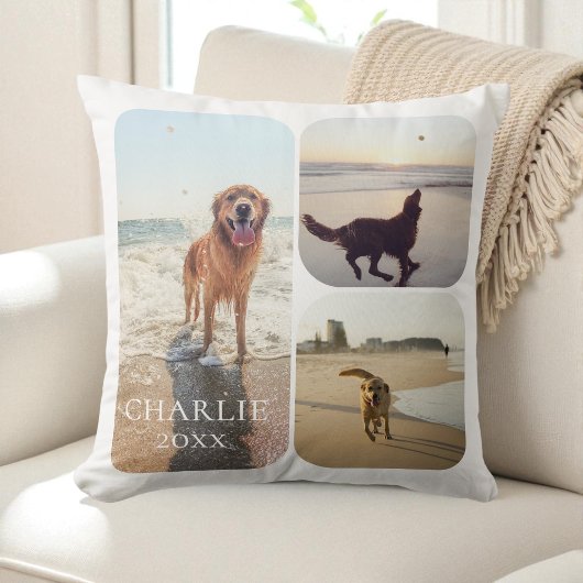 Modern SImple Personalized Pet Photo Collage クッション